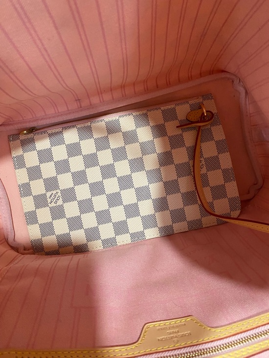 Cream Checkered Tote Bag with Tan Trim MM - Picture 9 of 10